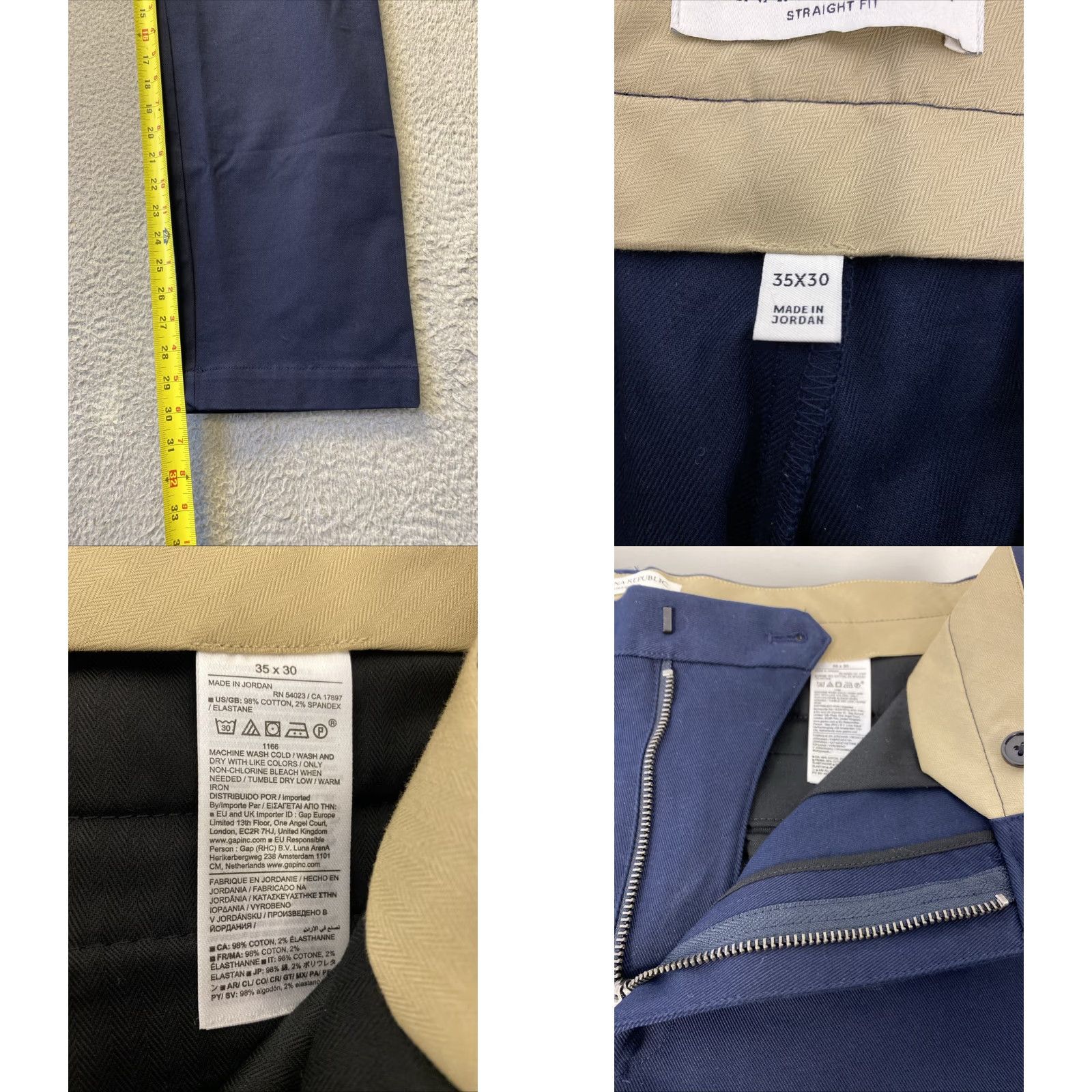 Banana Republic Banana Republic Men’s Chino Pants Slim 35x30 Navy Blue Stretch Cotton Flat Front 97% Cotton 3% Spandex Pants Men’s Size US 35 - 8 Thumbnail