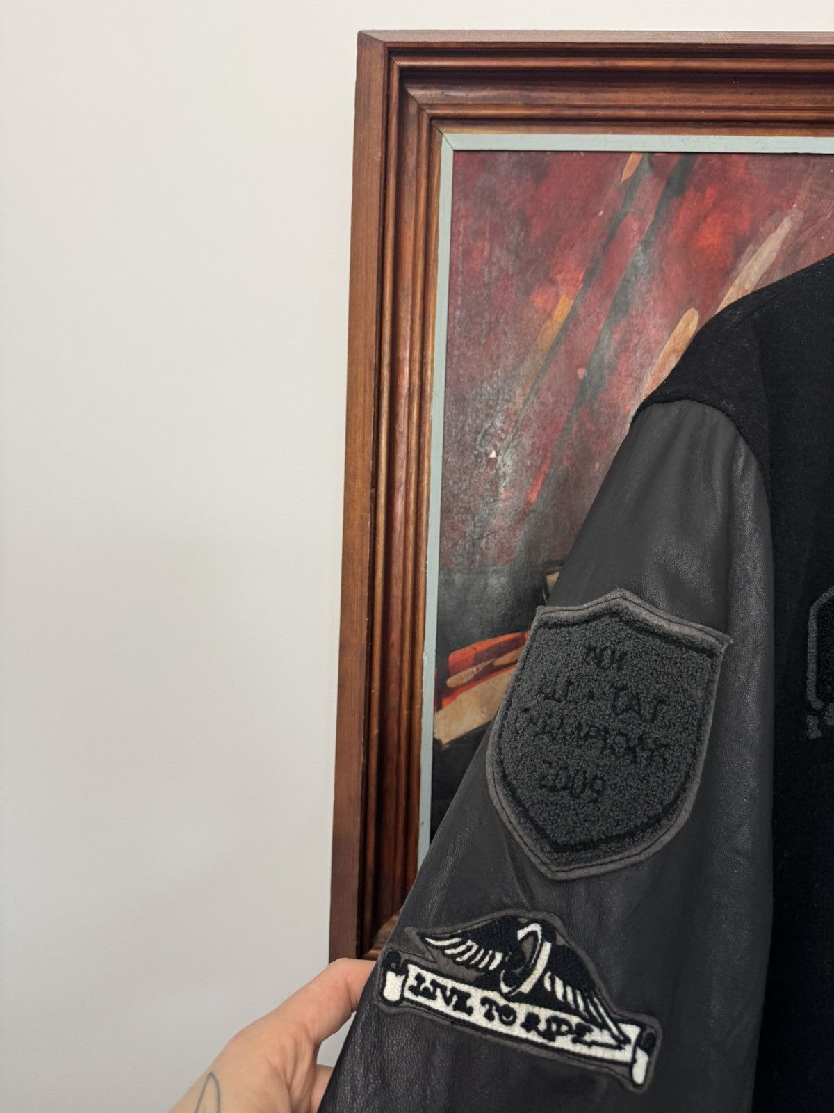 Ed Hardy Vintage Ed Hardy Christian Audigier Leather Varsity Jacket Size US XXL / EU 58 / 5 - 4 Thumbnail