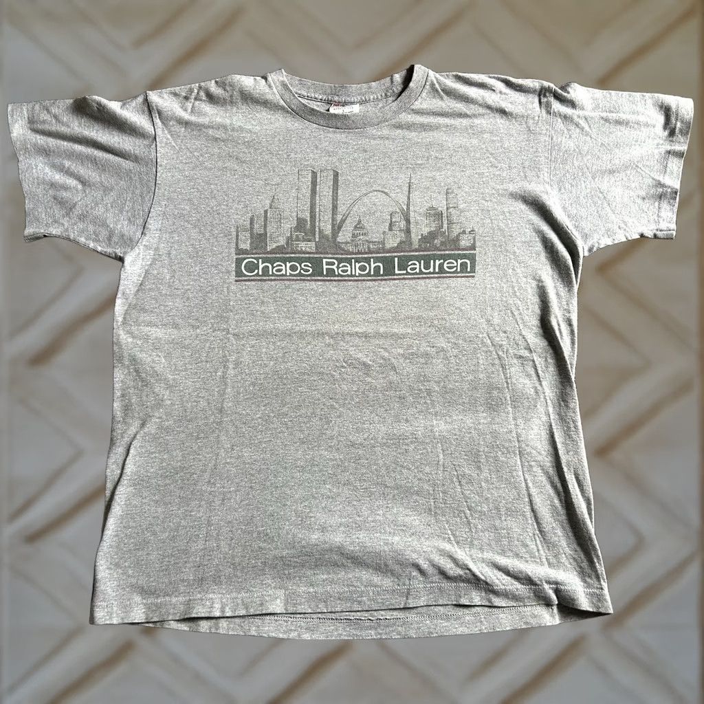 Chaps Chaps Ralph Lauren City Scape Shirt 90s Men L Gray T-Shirt Short Sleeve Vintage? Size US L / EU 52-54 / 3 - 1 Thumbnail