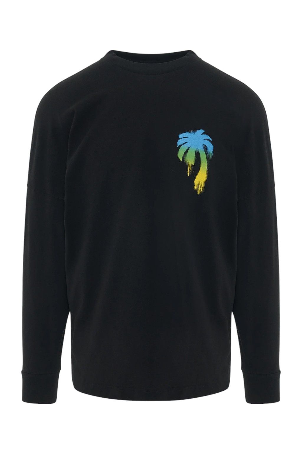 image of Palm Angels Sprayed Oversized Longsleeve T-Shirt in Black, Men's (Size 2XL)