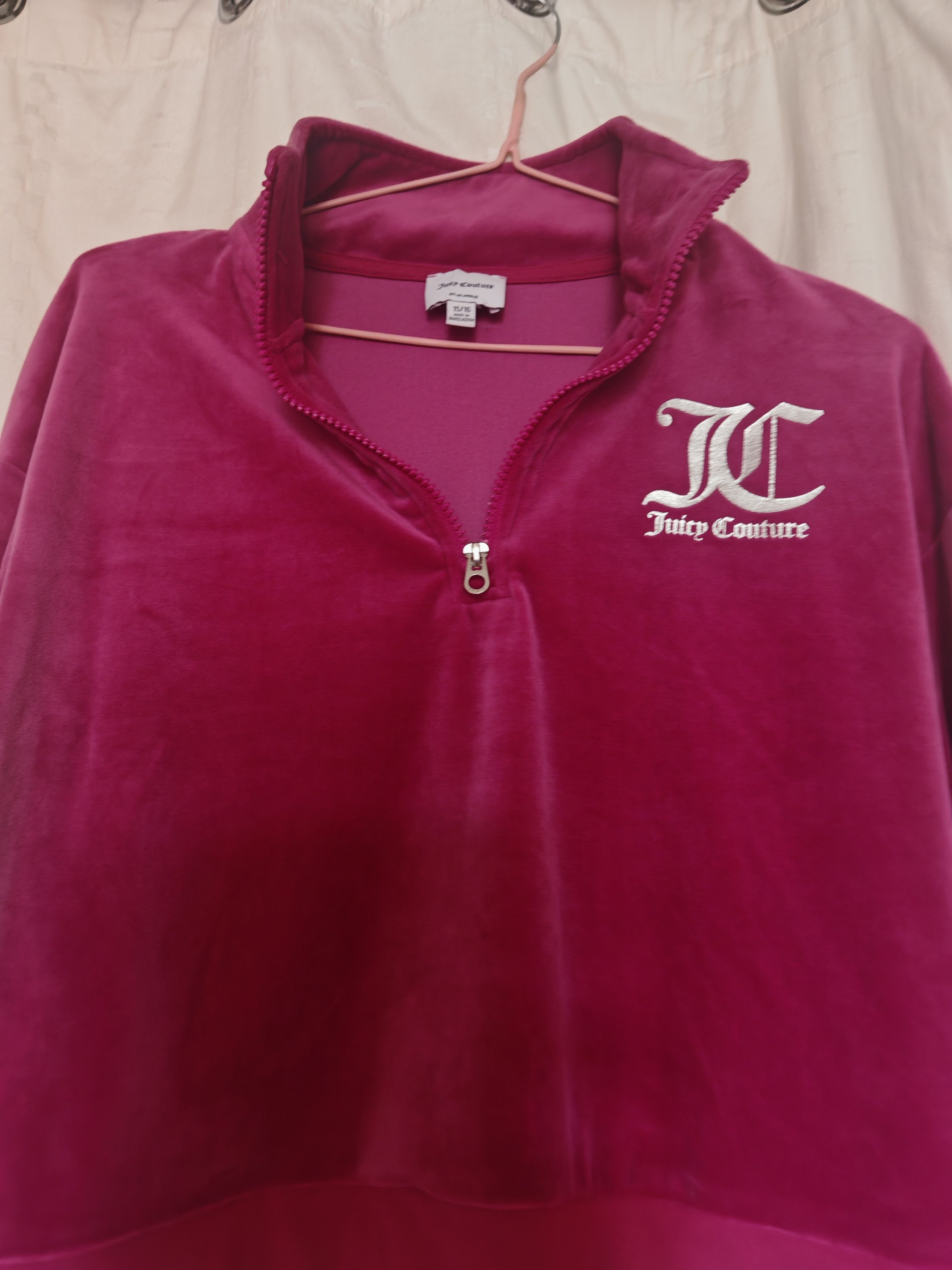 Juicy Couture Pink Juicy Couture Velour Cropped Zip Up Sweatshirt Size M / US 6-8 / IT 42-44 - 7 Thumbnail