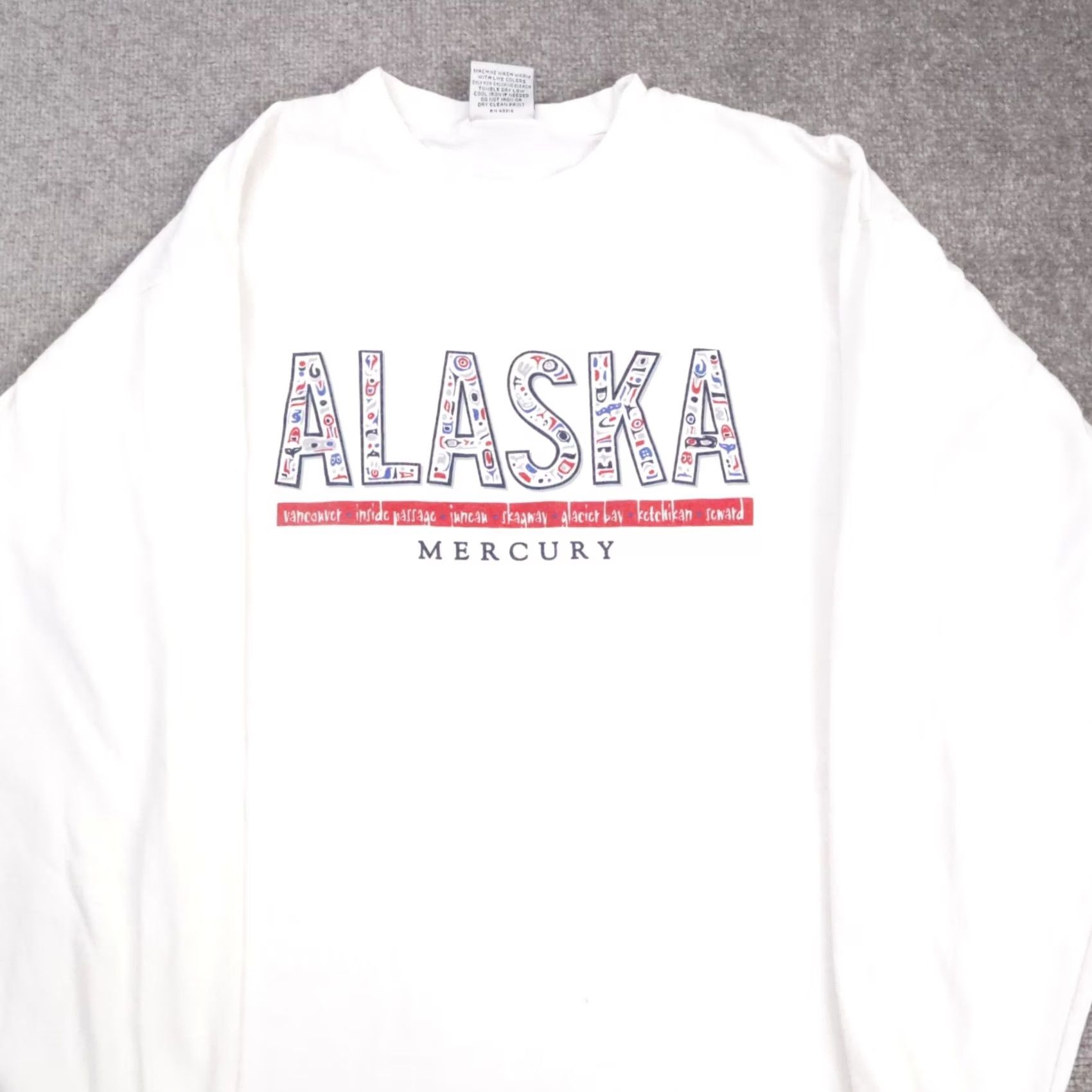 Vintage VINTAGE Alaska Mercury 90s USA Made in USA Cotton Long Sleeve T-Shirt L White Mens Size US L / EU 52-54 / 3 - 5 Thumbnail