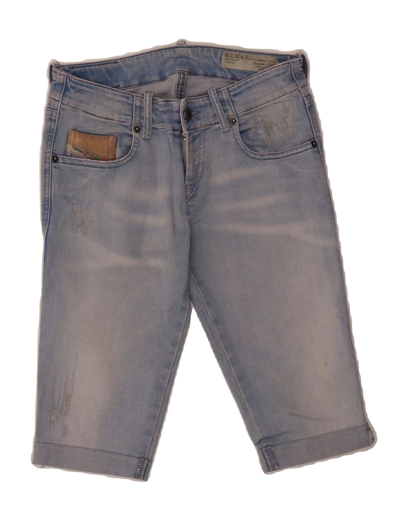 Diesel Womens Grupee-Zip Denim Shorts W26 Small Blue Size 42" / US 20 - 1 Thumbnail