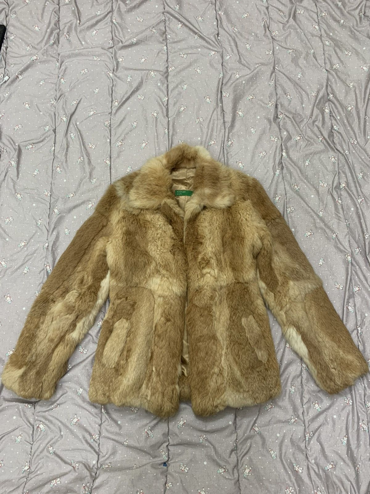 Vintage Real Rabbit Fur Jacket – Beige Brown Yellow Mix Size XS / US 0-2 / IT 36-38 - 1 Preview