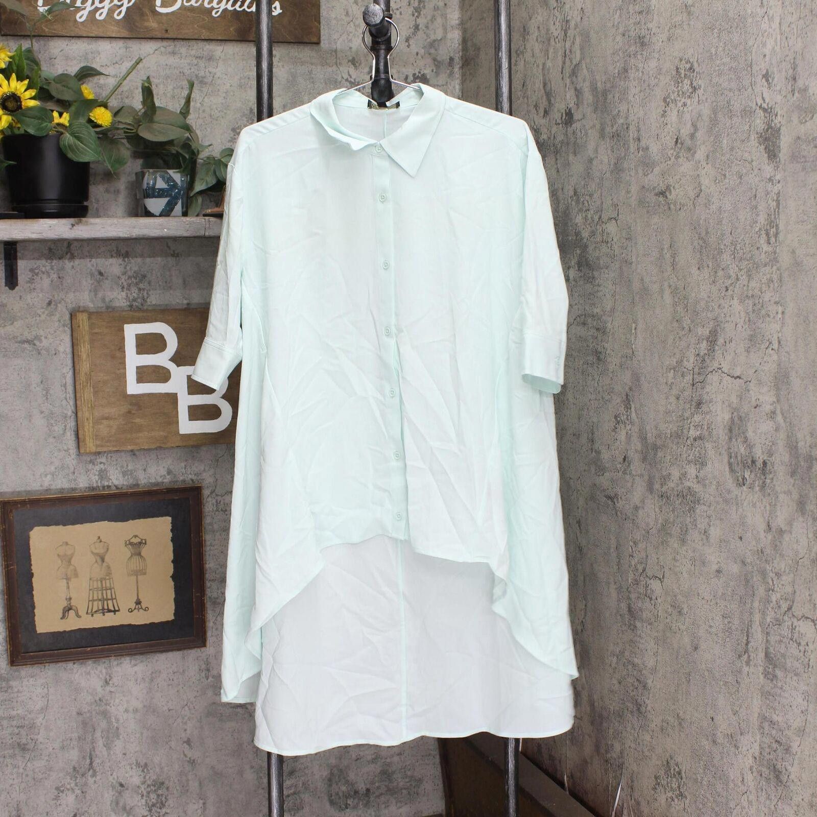 Other DG2 Drama Button Front Hi-Low Blouse 729011 Mint Green M Size M / US 6-8 / IT 42-44 - 1 Thumbnail