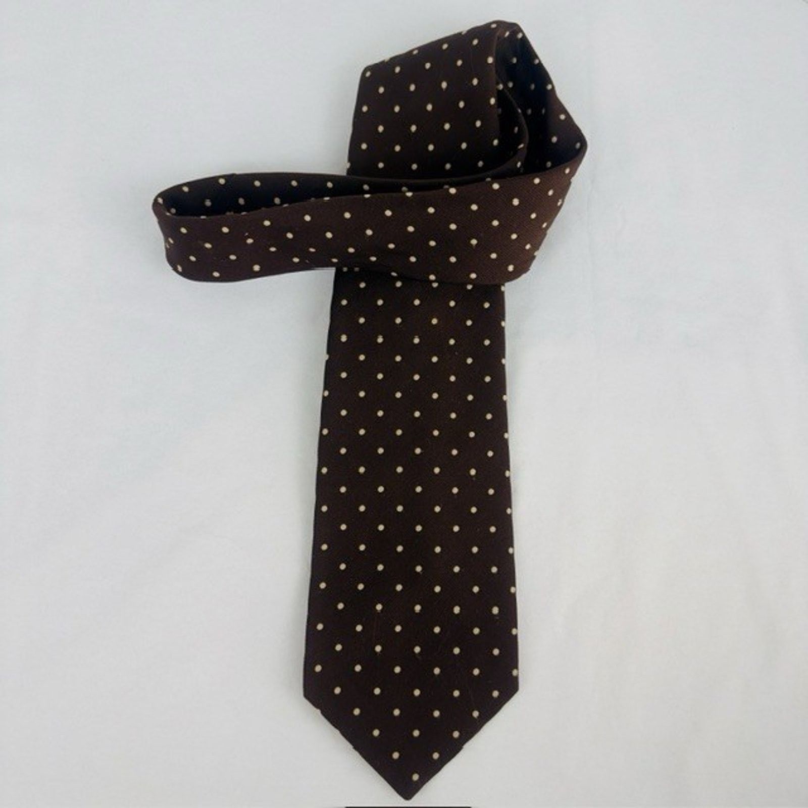 REGAL Regal Designer tie Brown w/Tan Polka Dot Preppy Business VTG Size ONE SIZE - 10 Thumbnail