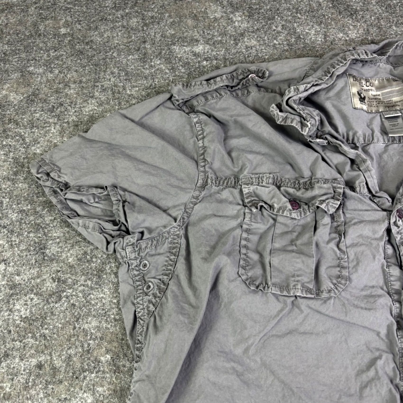 Diesel Diesel Only The Brave Mens XXL Grey Military Short Sleeve Button Up Shirt Y2K Size US XXL / EU 58 / 5 - 6 Thumbnail