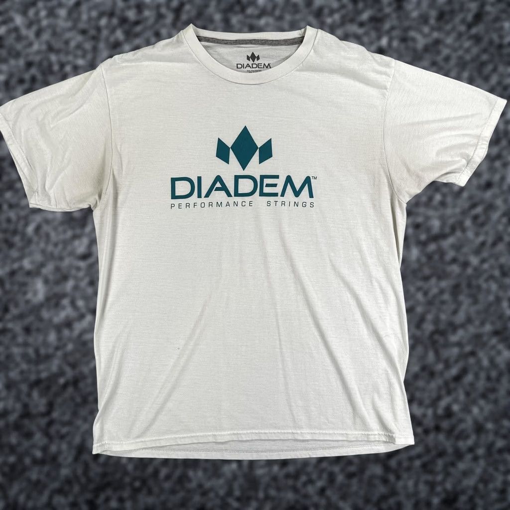 Vintage Diadem Shirt Mens Large White Performance Strings Graphic Tennis Tee Tagless Size US L / EU 52-54 / 3 - 1 Thumbnail