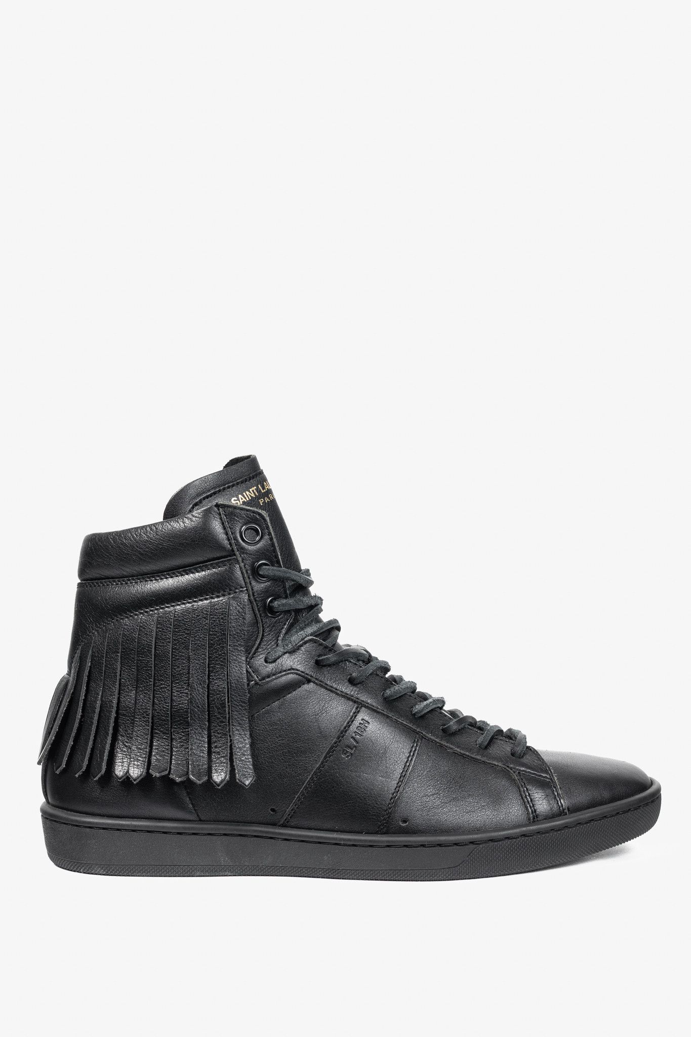 Saint Laurent Paris Saint Laurent SL/18H High Black Fringe High-Top Sneakers Size US 6 / EU 39 - 1 Thumbnail
