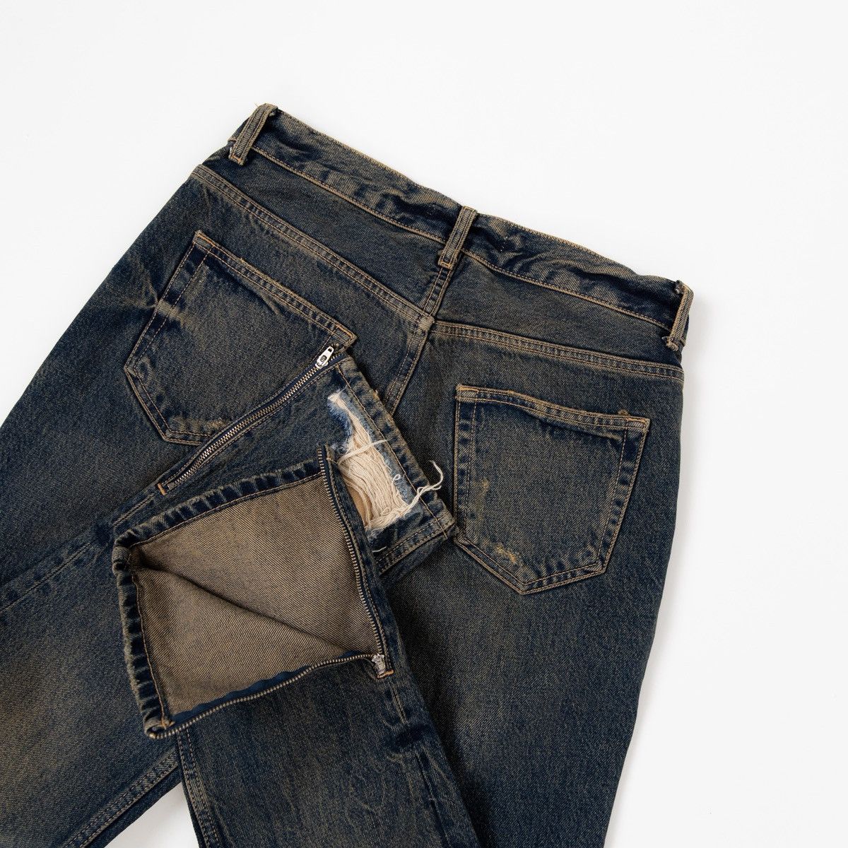 Zara Zara Man Distressed Dark Wash Blue Denim Jeans Button Fly Size US 31 - 4 Thumbnail