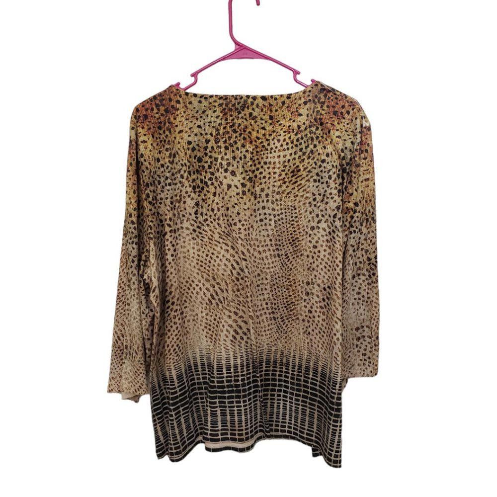 Chicos CT1183 Chicos Animal Print V-neck Blouse with Crystals 4/XXL Size XXL / US 16-18 / IT 52-54 - 5 Thumbnail