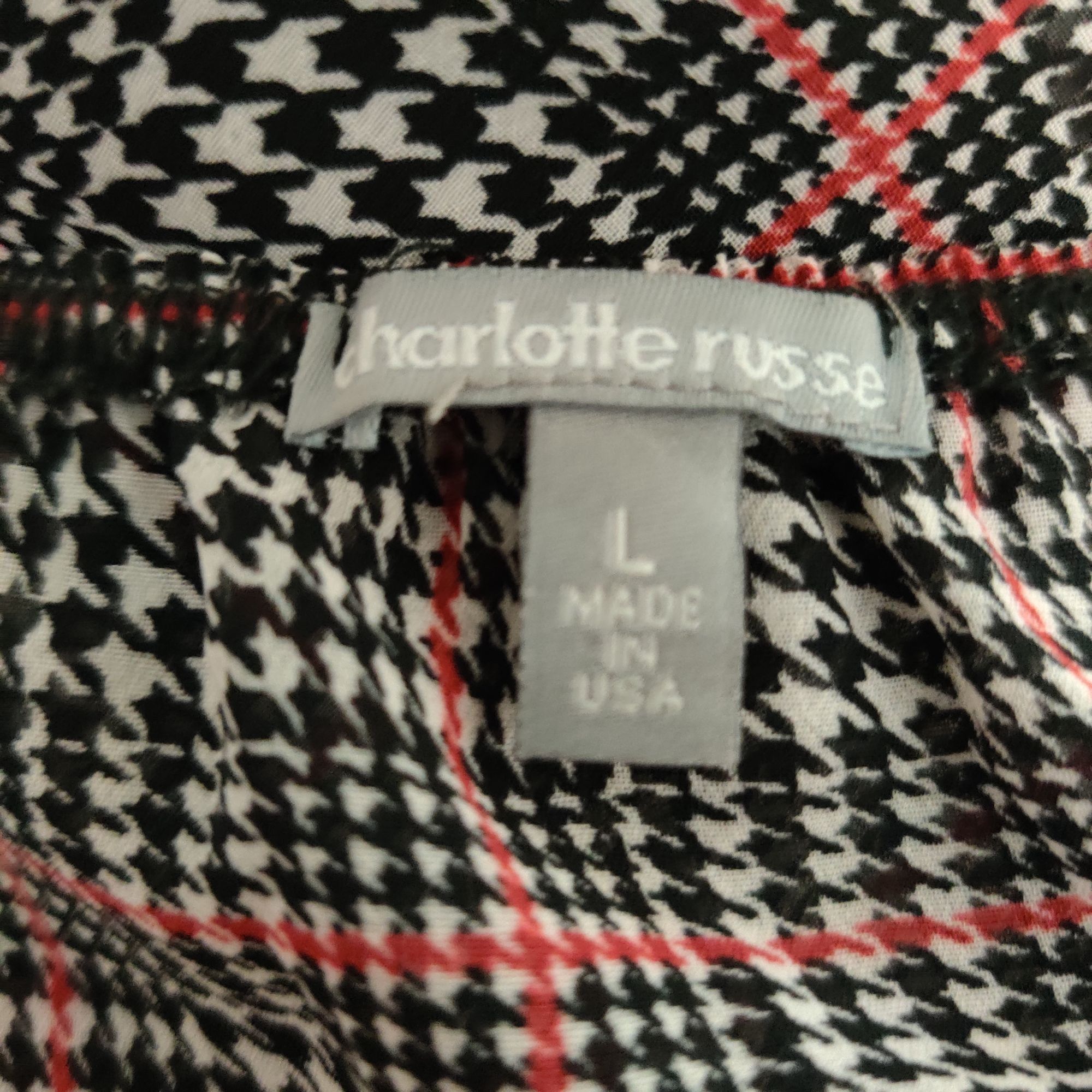 Other Charlotte Russe Womens Juniors Top Cami Black Red White Houn Size L / US 10 / IT 46 - 4 Thumbnail