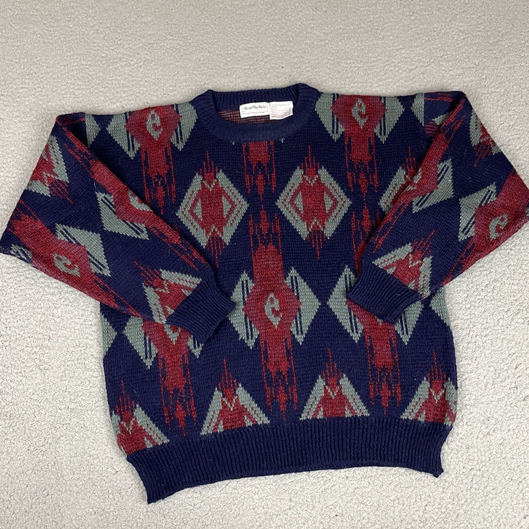 Vintage VINTAGE Brian MacNeil Sweater Mens M Blue Geometric Aztec Southwest Pullover Knit Round Neck Long Sleeve Wool Acrylic Pattern Geometric Size US M / EU 48-50 / 2 - 5 Thumbnail