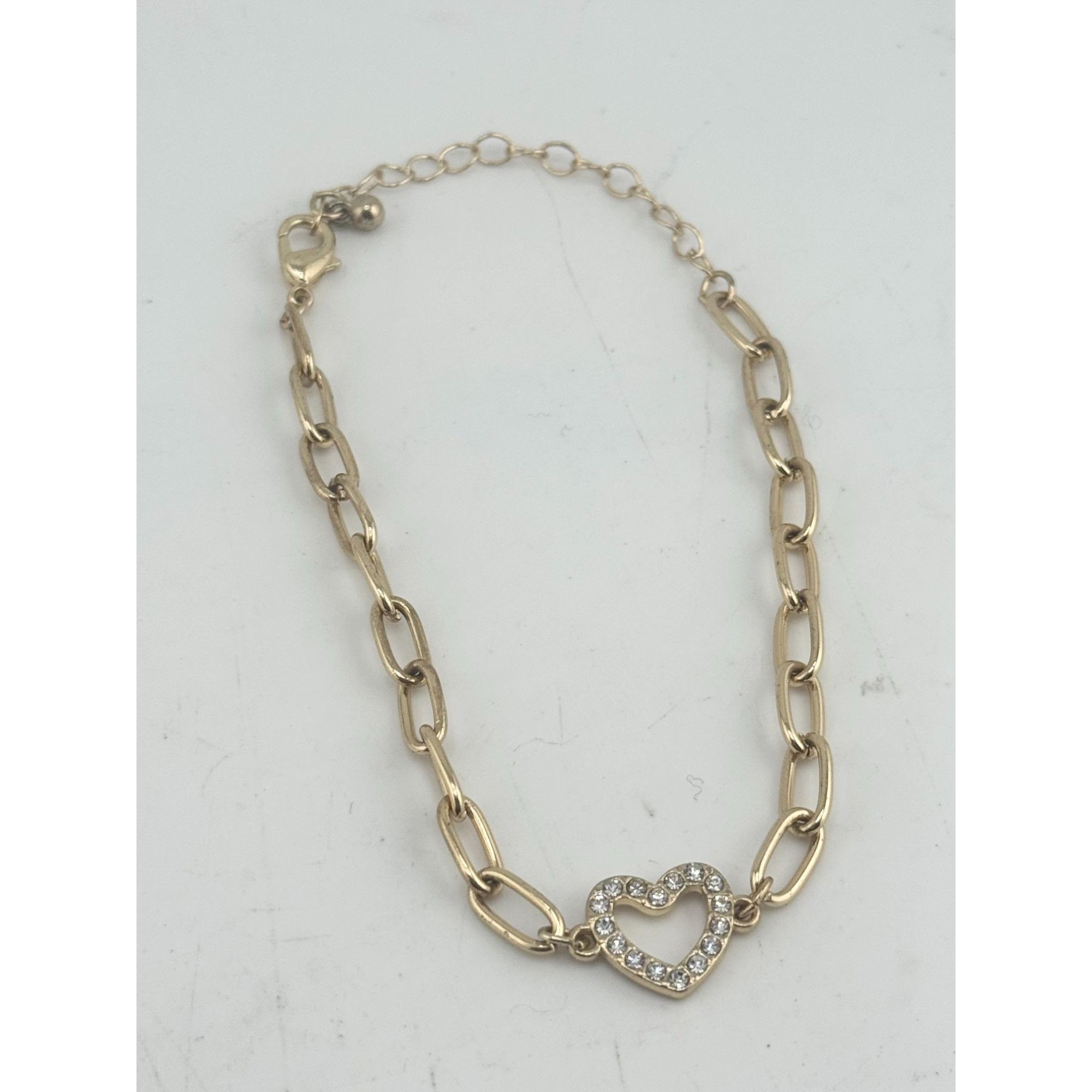 Vintage Vintage gold tone rhinestone heart bracelet Size ONE SIZE - 2 Thumbnail