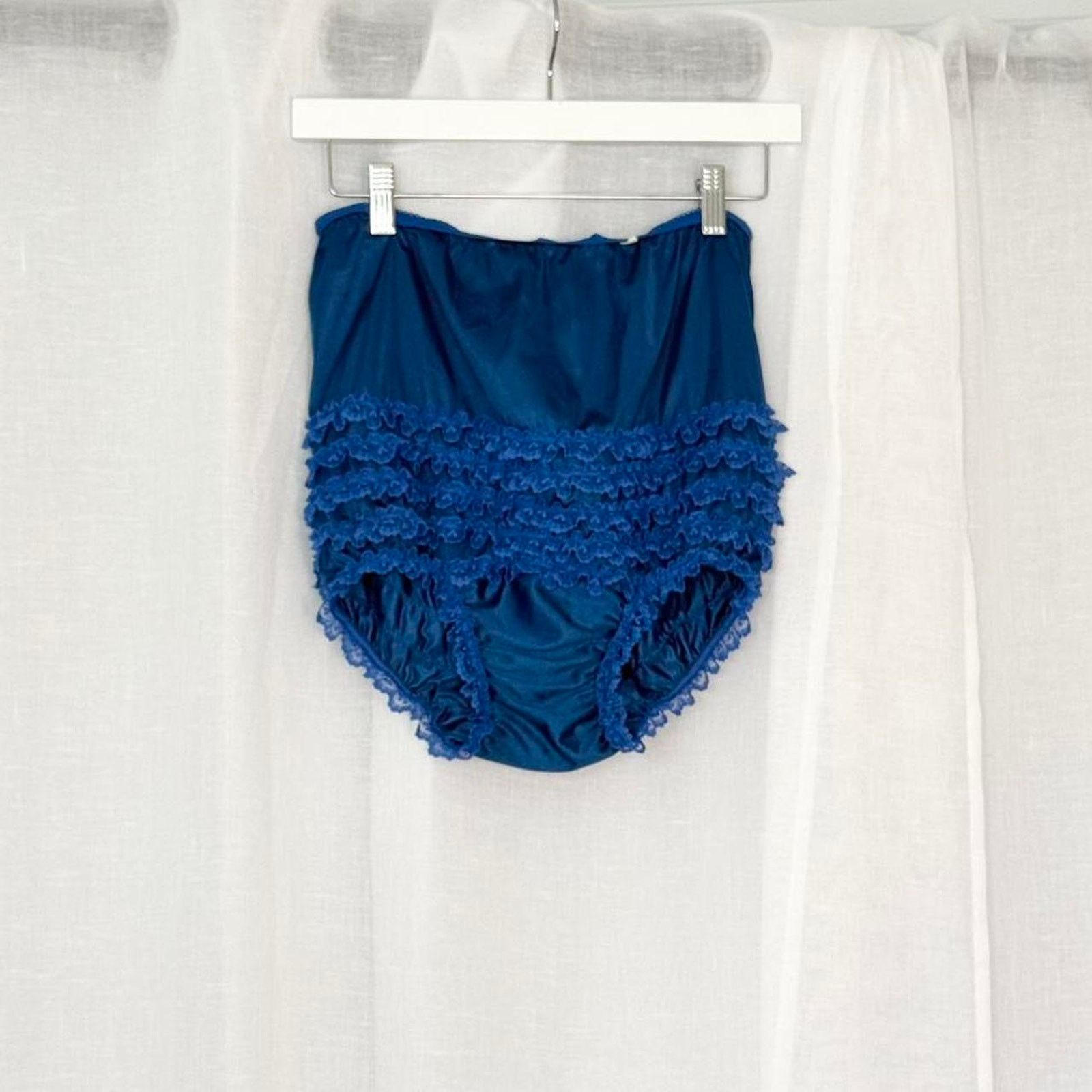 Vintage ✿ vintage 60’s cobalt lace ruffle bloomers ✿ Size 30" / US 8 / IT 44 - 2 Thumbnail