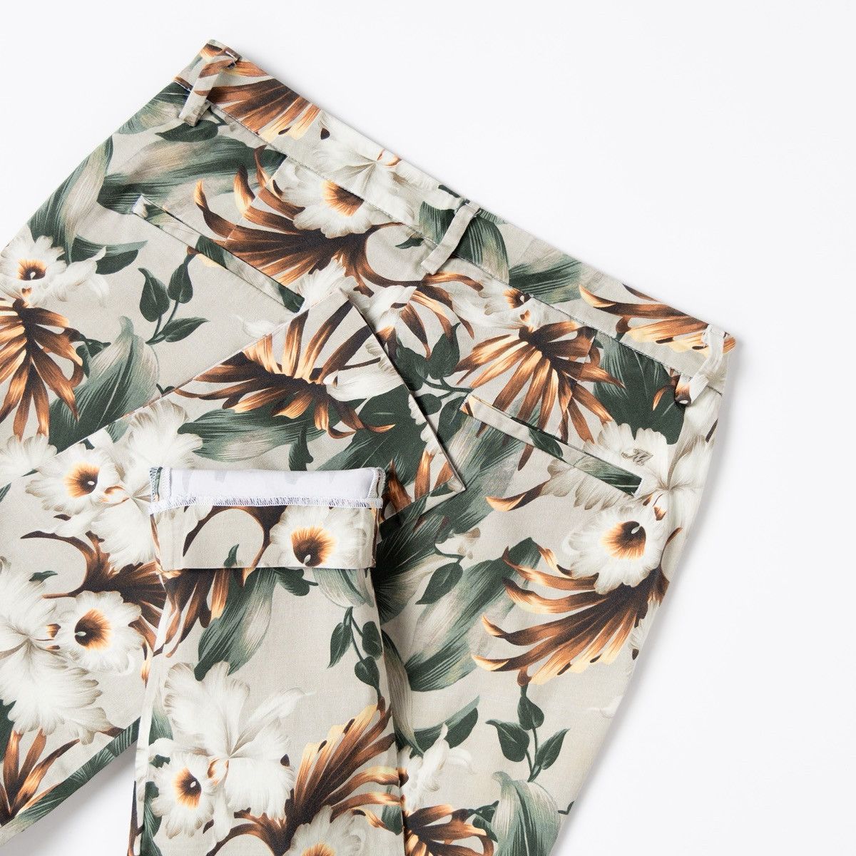 Mason's Masons Floral Trousers Beige Green Print Smart Casual Pants Size 28" / US 6 / IT 42 - 4 Thumbnail