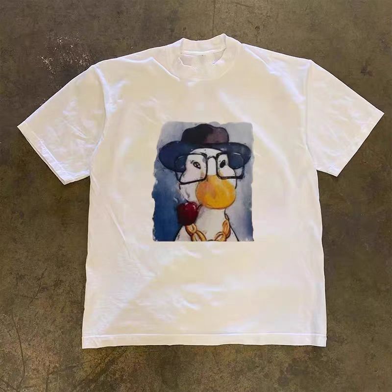 Vintage White retro cartoon duck print t-shirt Size US M / EU 48-50 / 2 - 1 Thumbnail