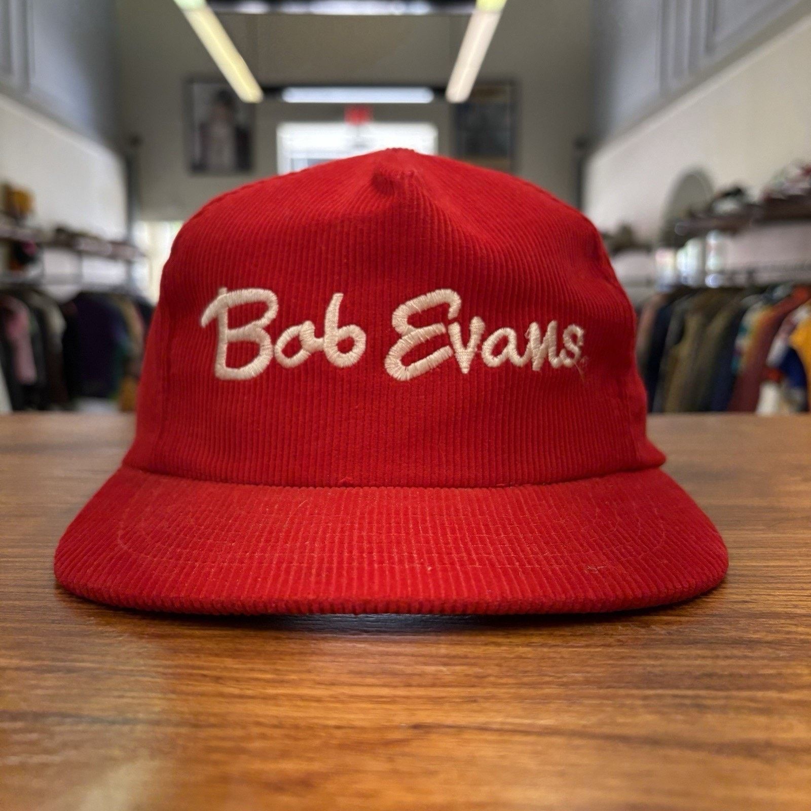 Other Vintage 90s Red Corduroy Bob Evans Embroidered Snap Back Hat Size ONE SIZE - 1 Thumbnail