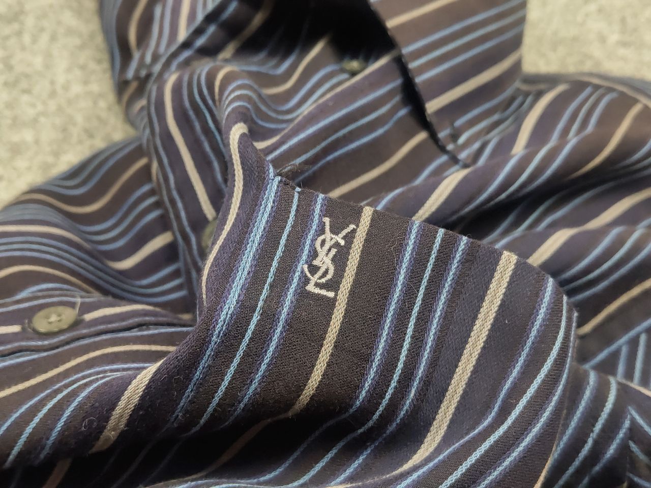 Yves Saint Laurent Yves Saint Laurent Vintage Striped Blue shirt short sleeves Size US XL / EU 56 / 4 - 9 Thumbnail