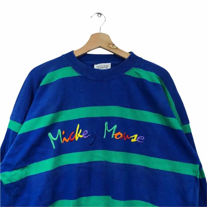 Benetton Vtg BENETTON x MICKEY MOUSE Embroidery Striped Sweatshirt Size US L / EU 52-54 / 3 - 3 Thumbnail