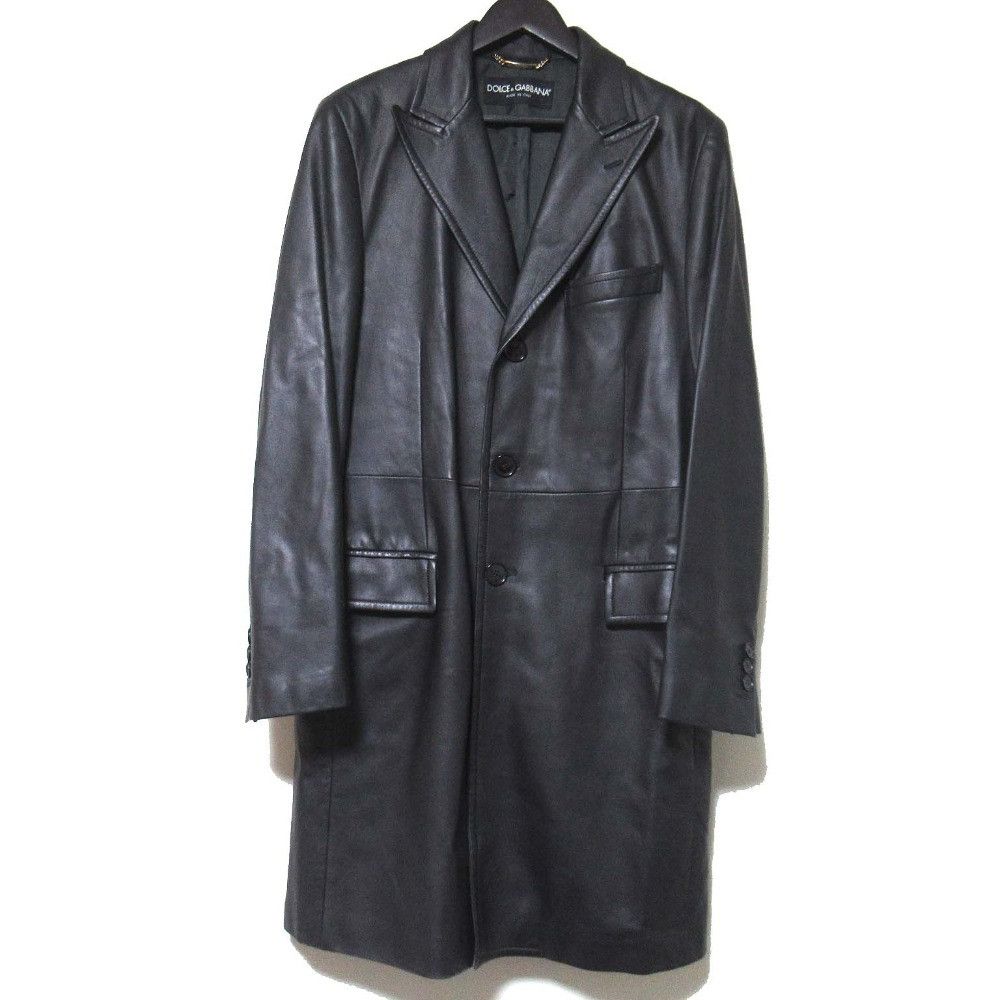 Dolce & Gabbana Dolce & Gabbana Dolce&Gabbana Lamb Leather Chester Coat Leather Outerwear DUTY FREE for USA Size ONE SIZE - 1 Thumbnail