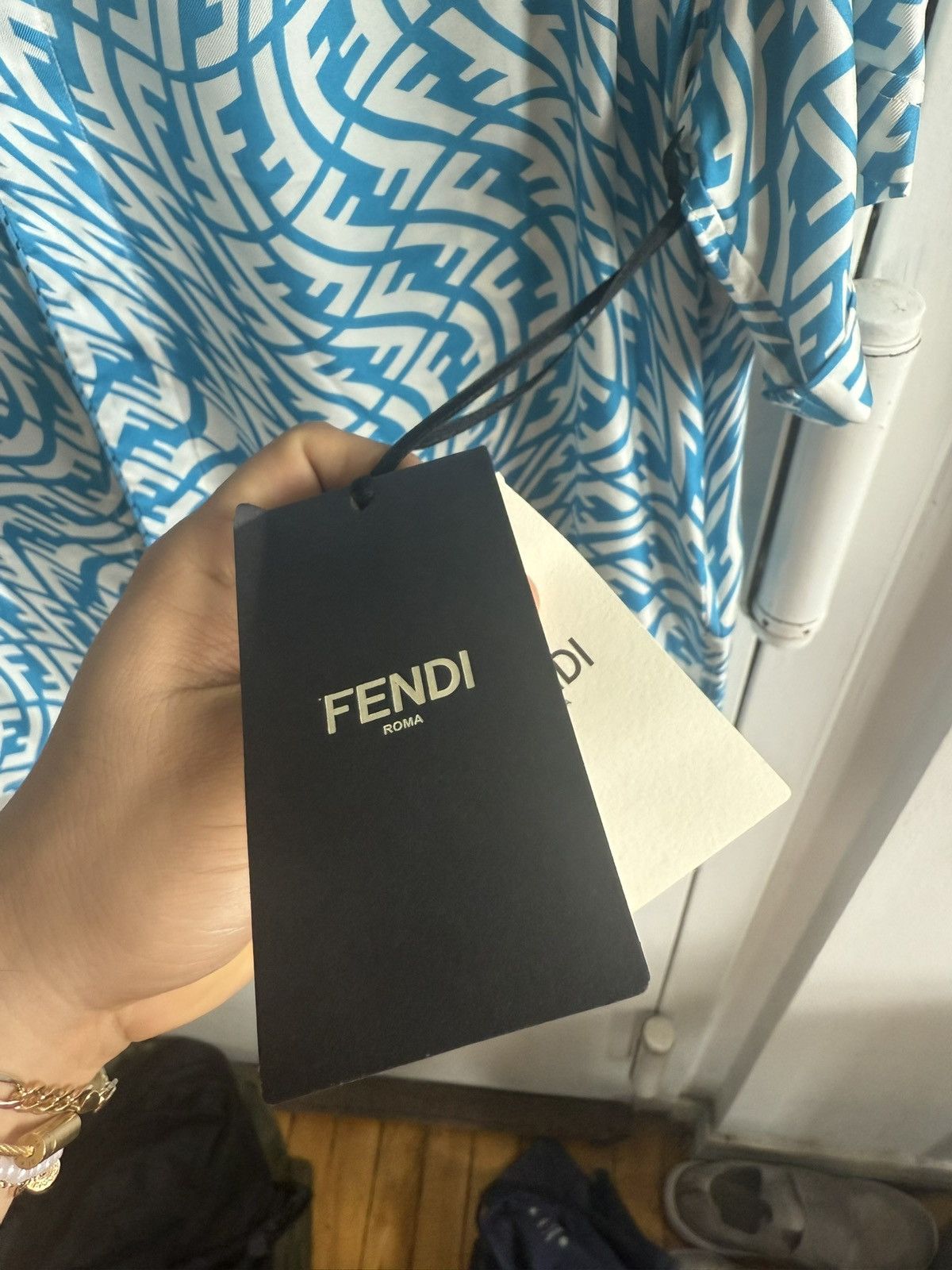 Fendi Fendi FF vertigo blue/white button up silk shirt Size US M / EU 48-50 / 2 - 11 Thumbnail