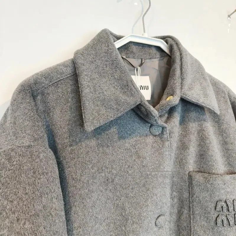 Miu Miu Miu Miu Gray Wool Long Sleeve Cardigan . Size L / US 10 / IT 46 - 3 Thumbnail