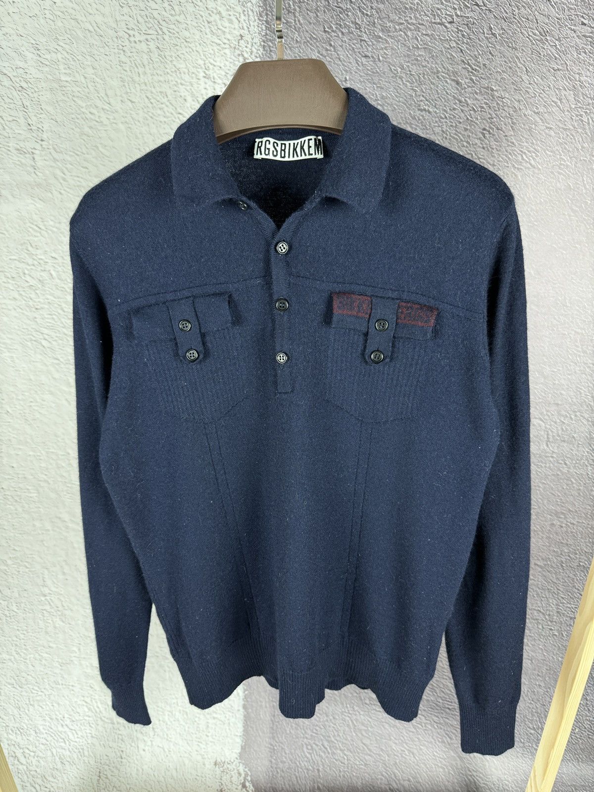 Dirk Bikkembergs Bikkembergs wool two pockets long sleeve polo shirt Size US L / EU 52-54 / 3 - 2 Thumbnail