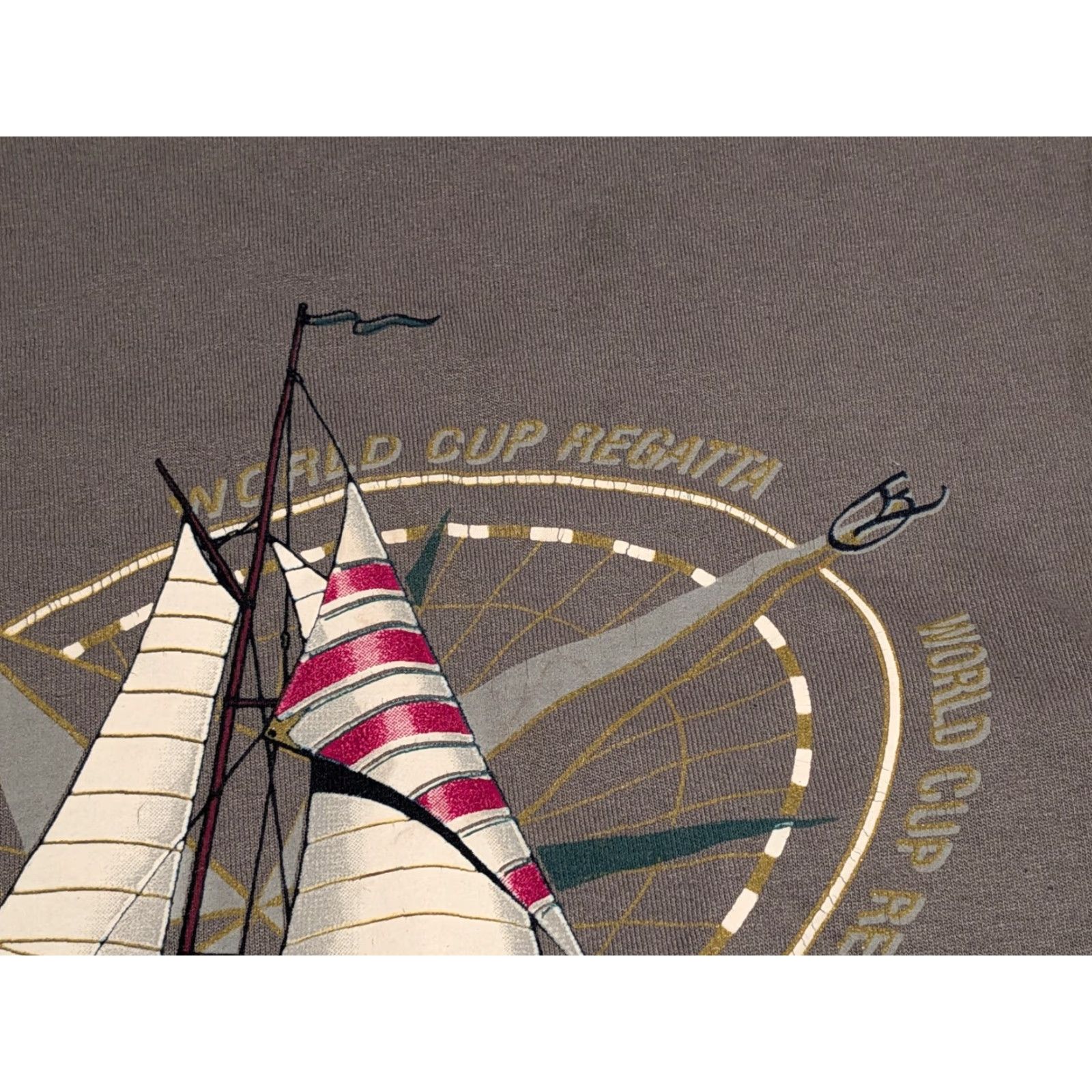 Soffe Vtg Soffe Myrtle Beach World Cup Regatta Tee Shirt Made In USA Size Large Gray Size US L / EU 52-54 / 3 - 3 Thumbnail