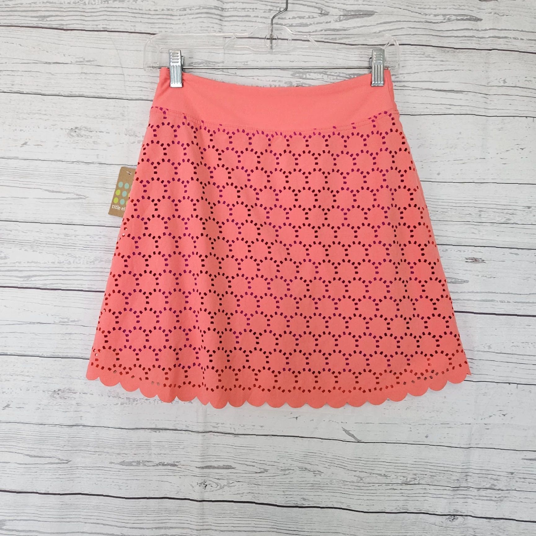 Vintage Title Nine Womens Illusion Laser Cut Skort XS Pink Pull On Shorts? Size ONE SIZE - 3 Thumbnail