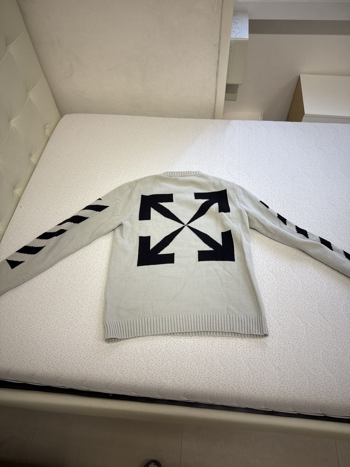Off-White Maglione Off-White "Diagonals" Knit Sweater – Grigio Chiaro– Size US L / EU 52-54 / 3 - 5 Thumbnail
