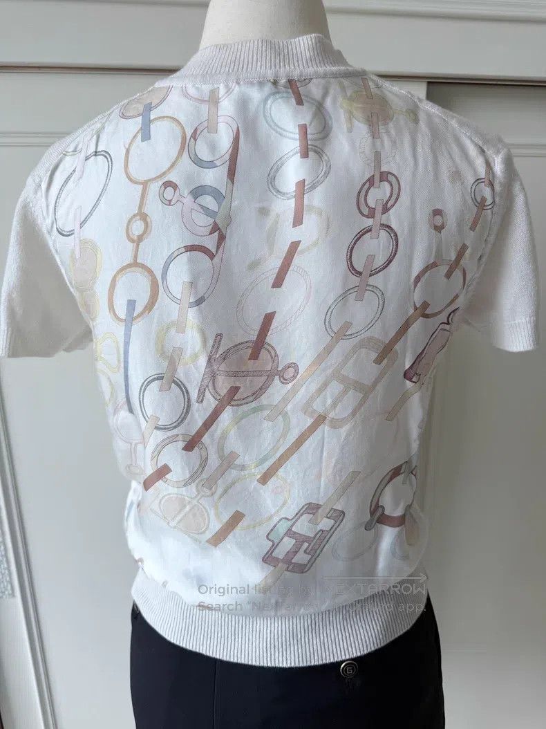 Hermes Hermes Short-sleeve Cashmere and Silk Blended Top Size XXS / US 00 / IT 34 - 4 Thumbnail