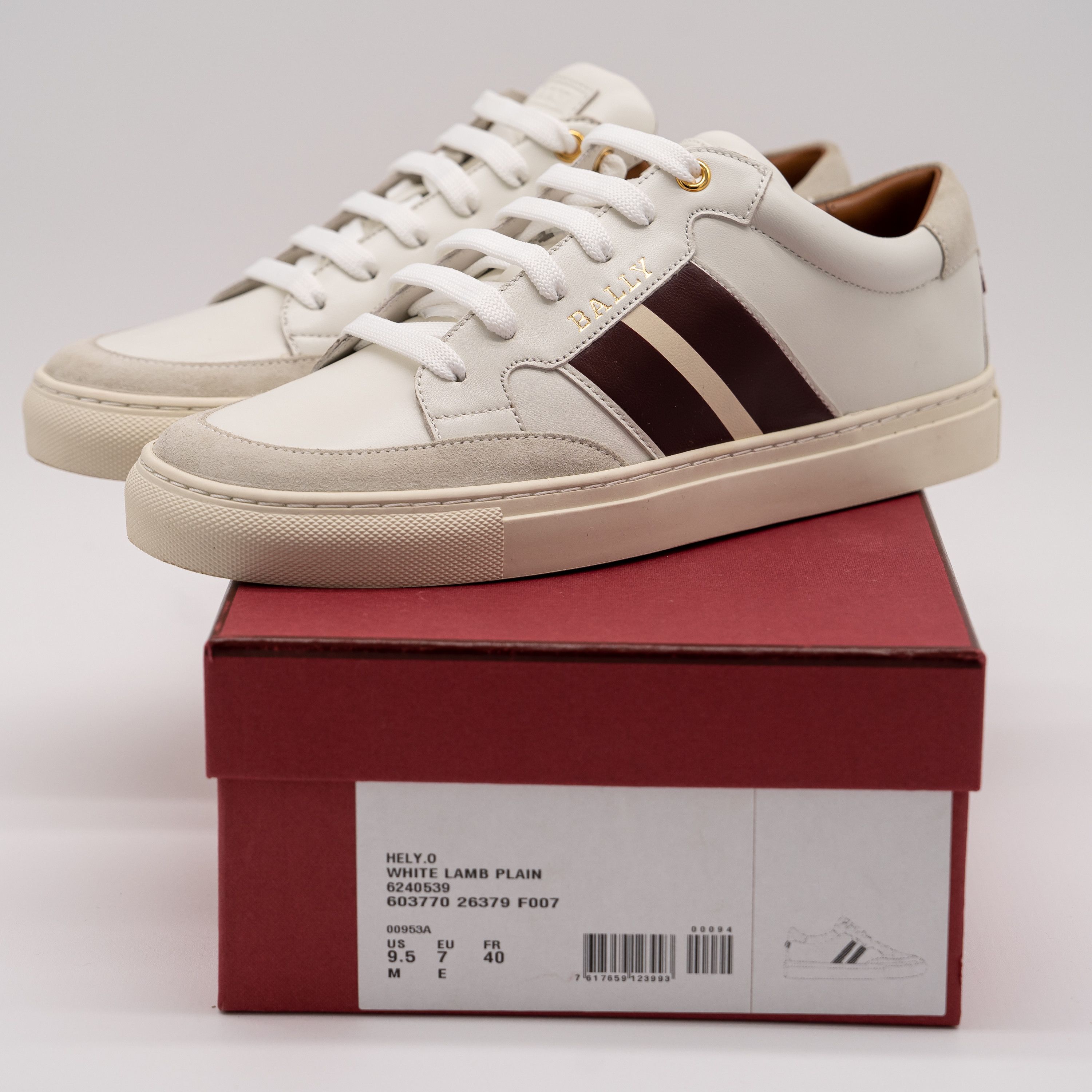 Bally 9.5 Bally Women's Hely White Low-Top Sneakers Red Leather Size US 9.5 / IT 39.5 - 11 Thumbnail