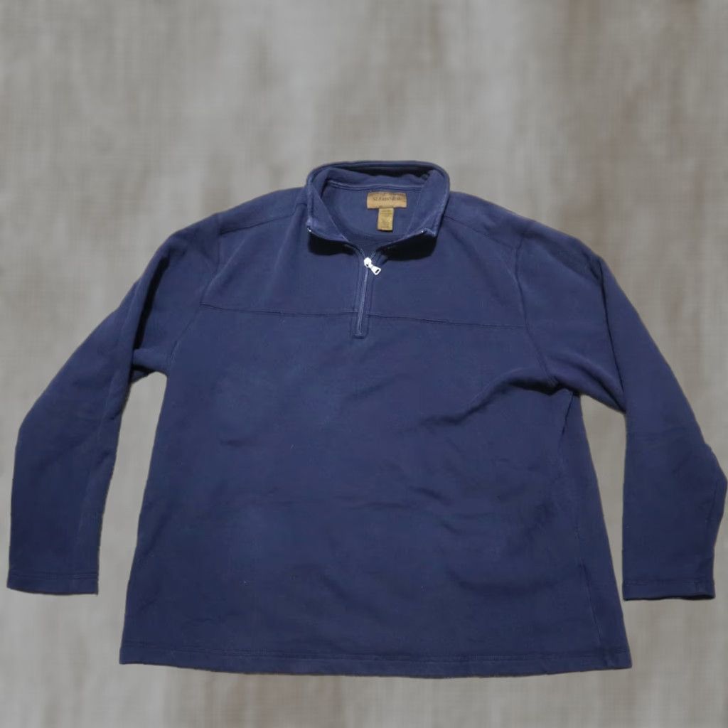 Vintage St. John's Bay Sweater 1/4 Zip Navy Blue Crew Neck Pullover Men's XL Cardinal Classic Solid Knit Casual Size US XL / EU 56 / 4 - 1 Thumbnail