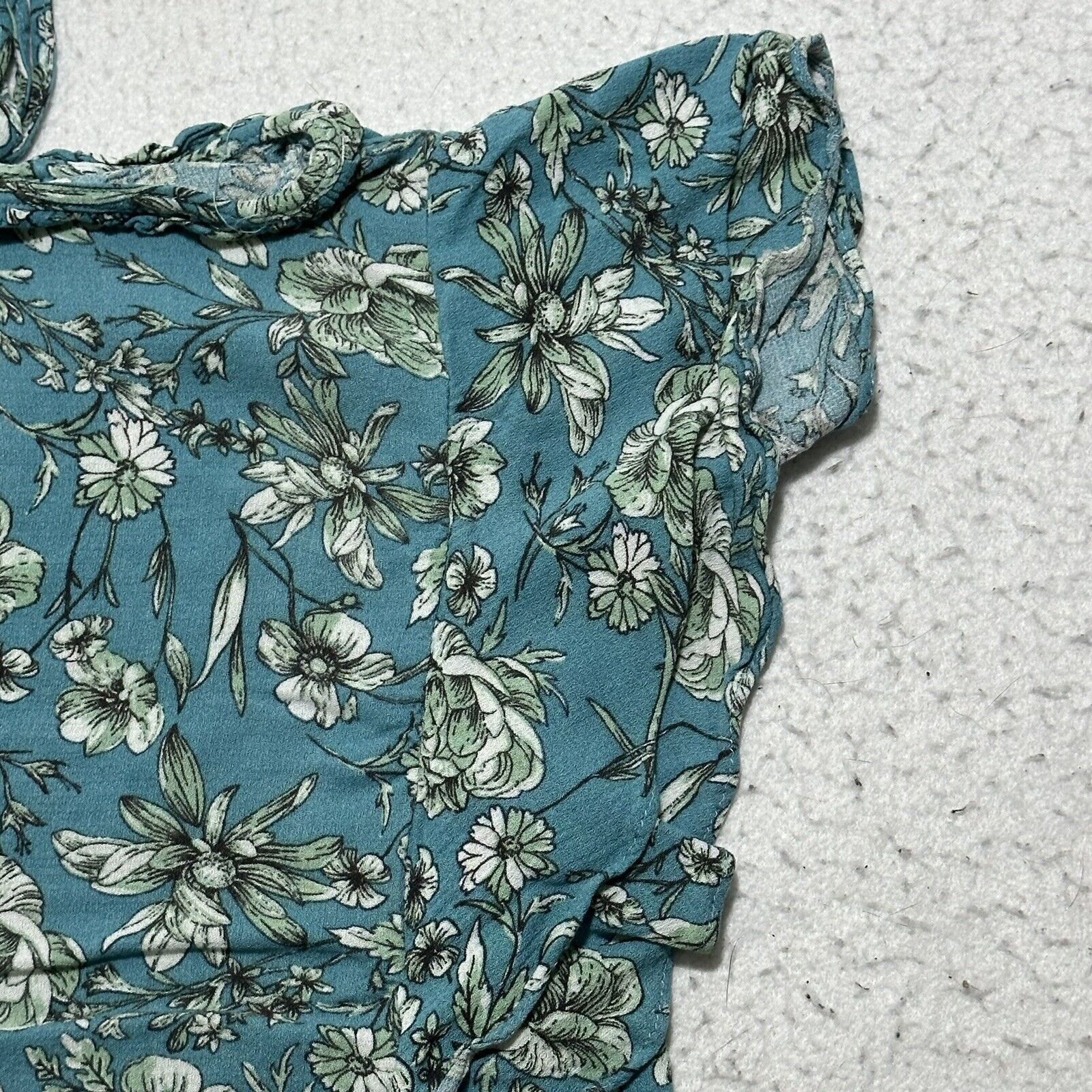 Rachel Zoe Rachel Zoe Medium Floral Teal Blue Ruffle Peasant Blouse Top Size M / US 6-8 / IT 42-44 - 13 Thumbnail