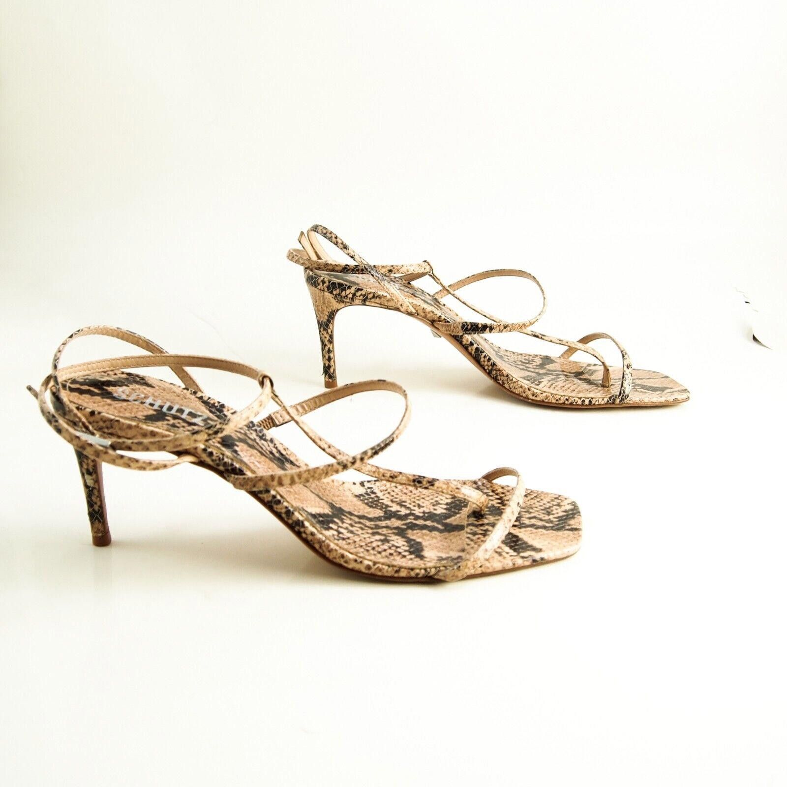 Designer Schutz Strappy Sandals Python Print Mid Heel US 10 B EU 40 Size US 10 / IT 40 - 5 Thumbnail