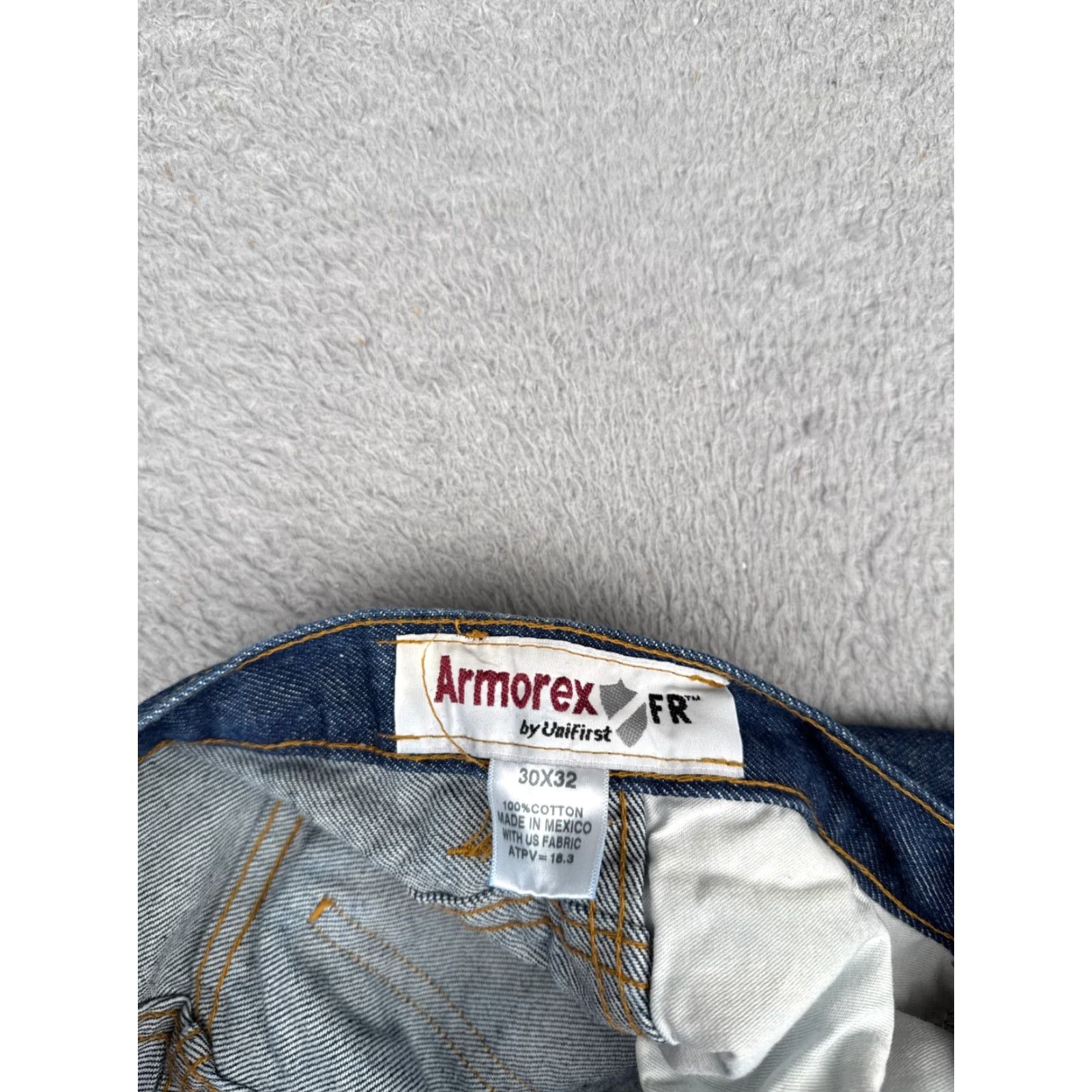 Denime UniFirst Jeans Mens 30x32 Blue Denim Straight Leg Armorex FR Workwear Trades Jeans Size US 30 / EU 46 - 6 Thumbnail