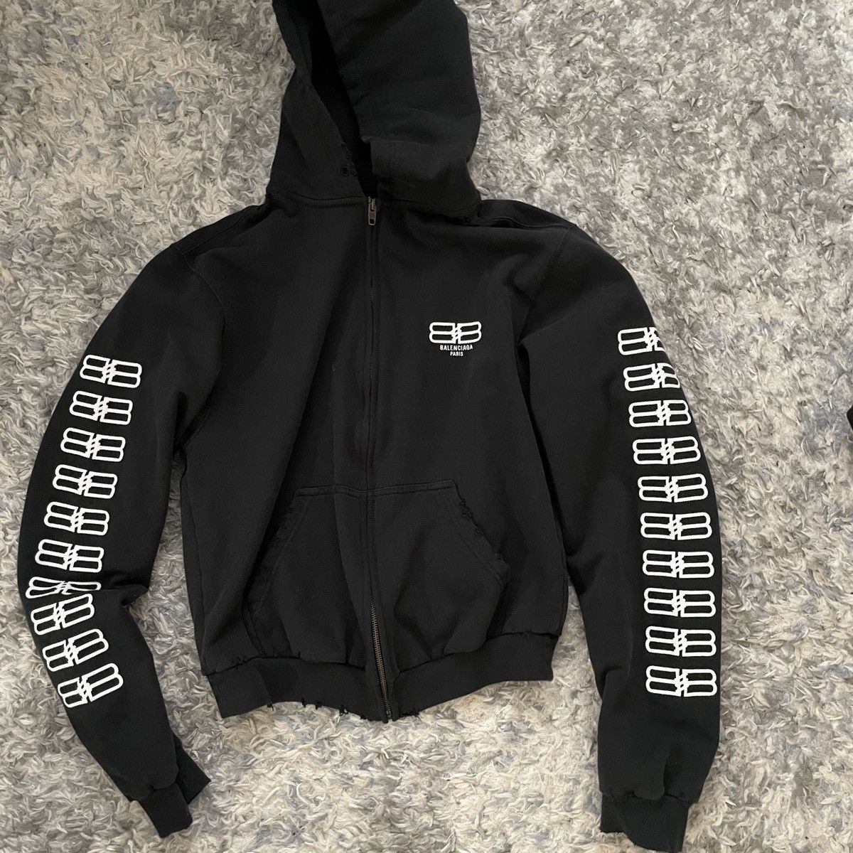 Balenciaga balenciaga embroidered bb logo distressed hoodie