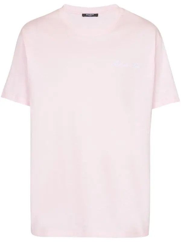 o1s1wg110925 Logo Embroidered Cotton T-Shirt in White