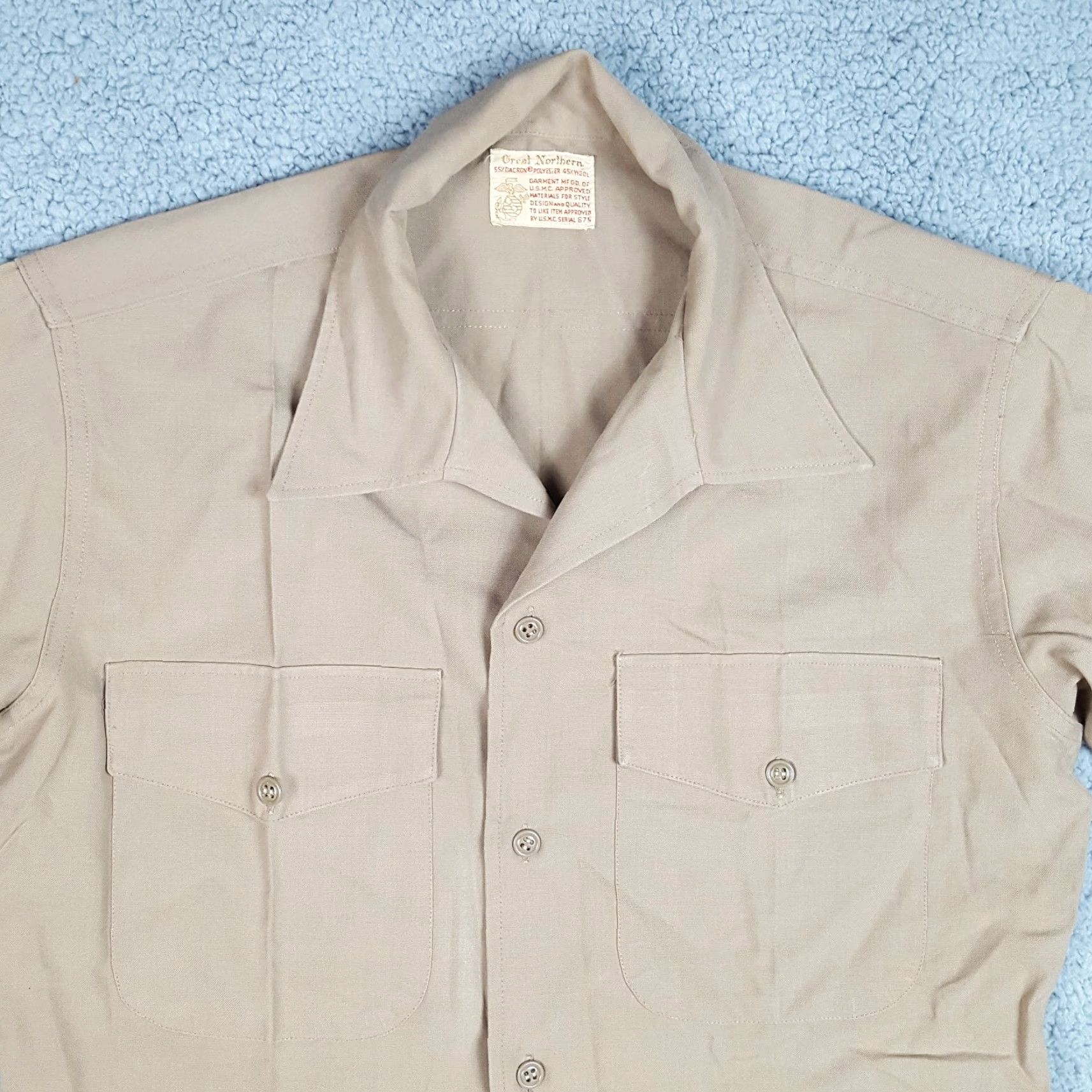 Vintage VINTAGE US Marine Corps Shirt Military Button Up Men Small Beige 60s 70s Workwear Size US S / EU 44-46 / 1 - 2 Thumbnail