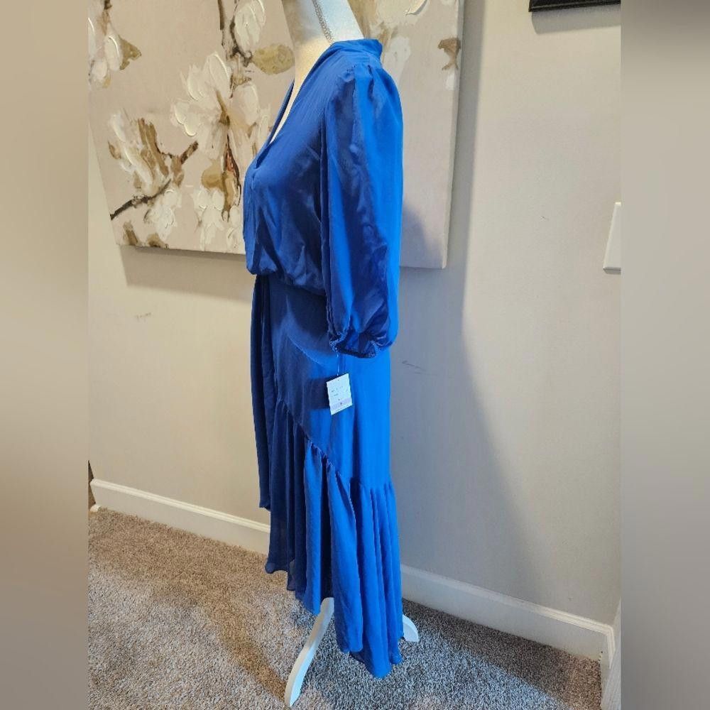 Designer Nwt Taylor Women's Blue Hi low Dress with Gathered Skirt Size M / US 6-8 / IT 42-44 - 6 Thumbnail