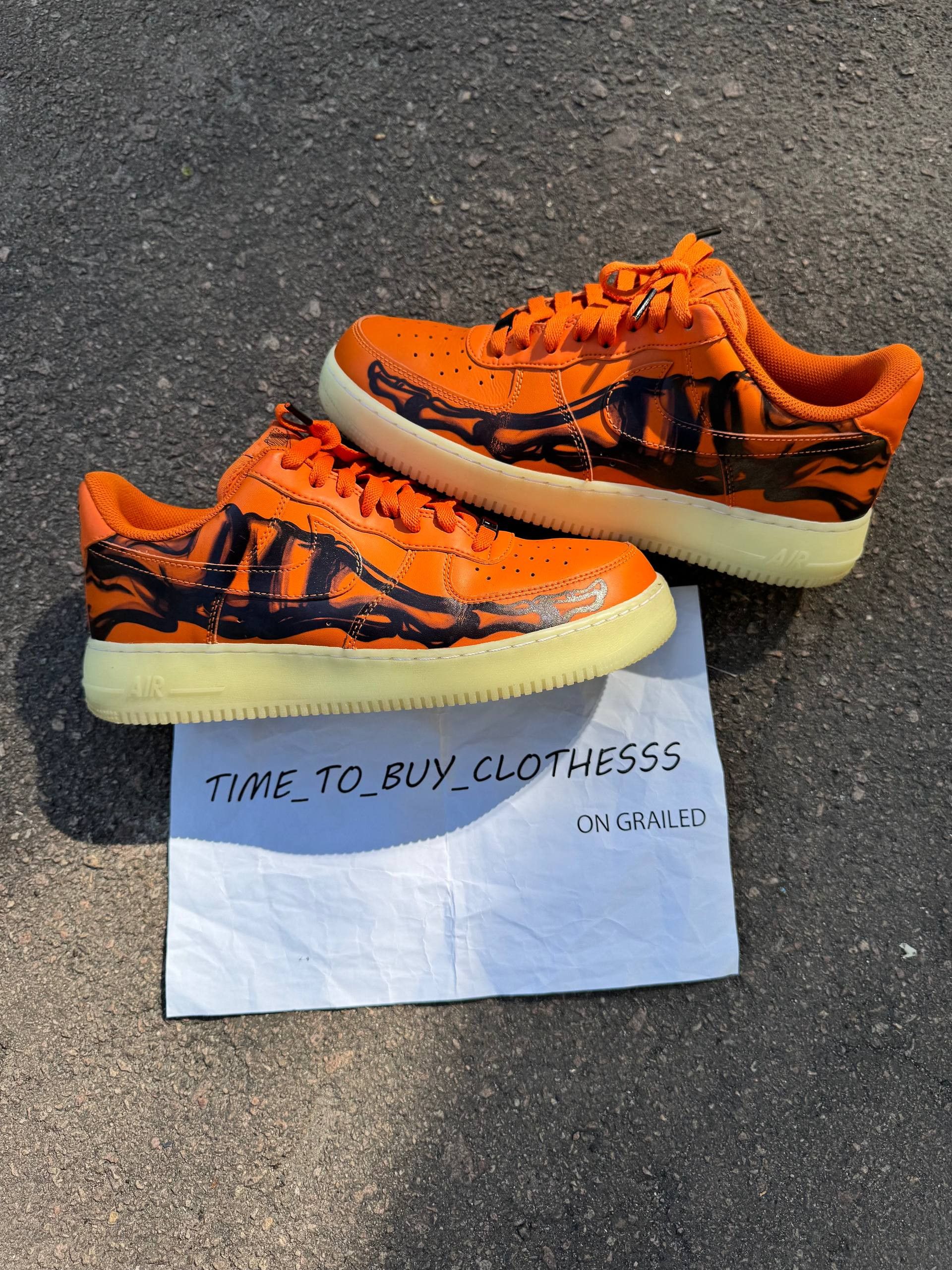 Nike Nike Air Force 1 Low Skeleton Orange Halloween US10 Size US 10 / EU 43 - 4 Thumbnail