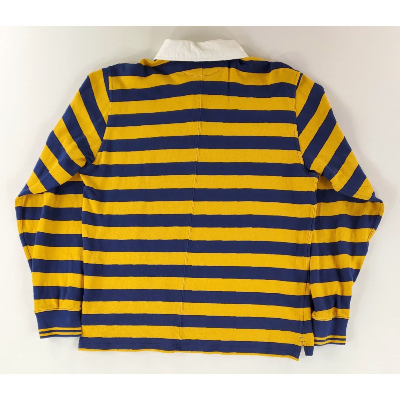Vintage Ovidia & Sons Rugby Shirt Yellow Blue Striped Long Sleeve Mens L Polo Collared Shirt Size US L / EU 52-54 / 3 - 7 Thumbnail
