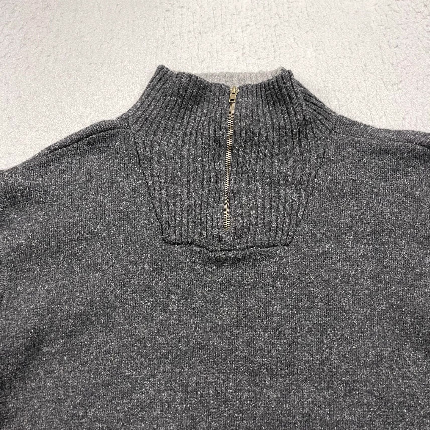 Vintage Irelandseye Sweater Mens Large Gray 100% Wool 1/4 Zip Mock Neck Knit Fisherman Pullover cardigan Size US L / EU 52-54 / 3 - 2 Thumbnail