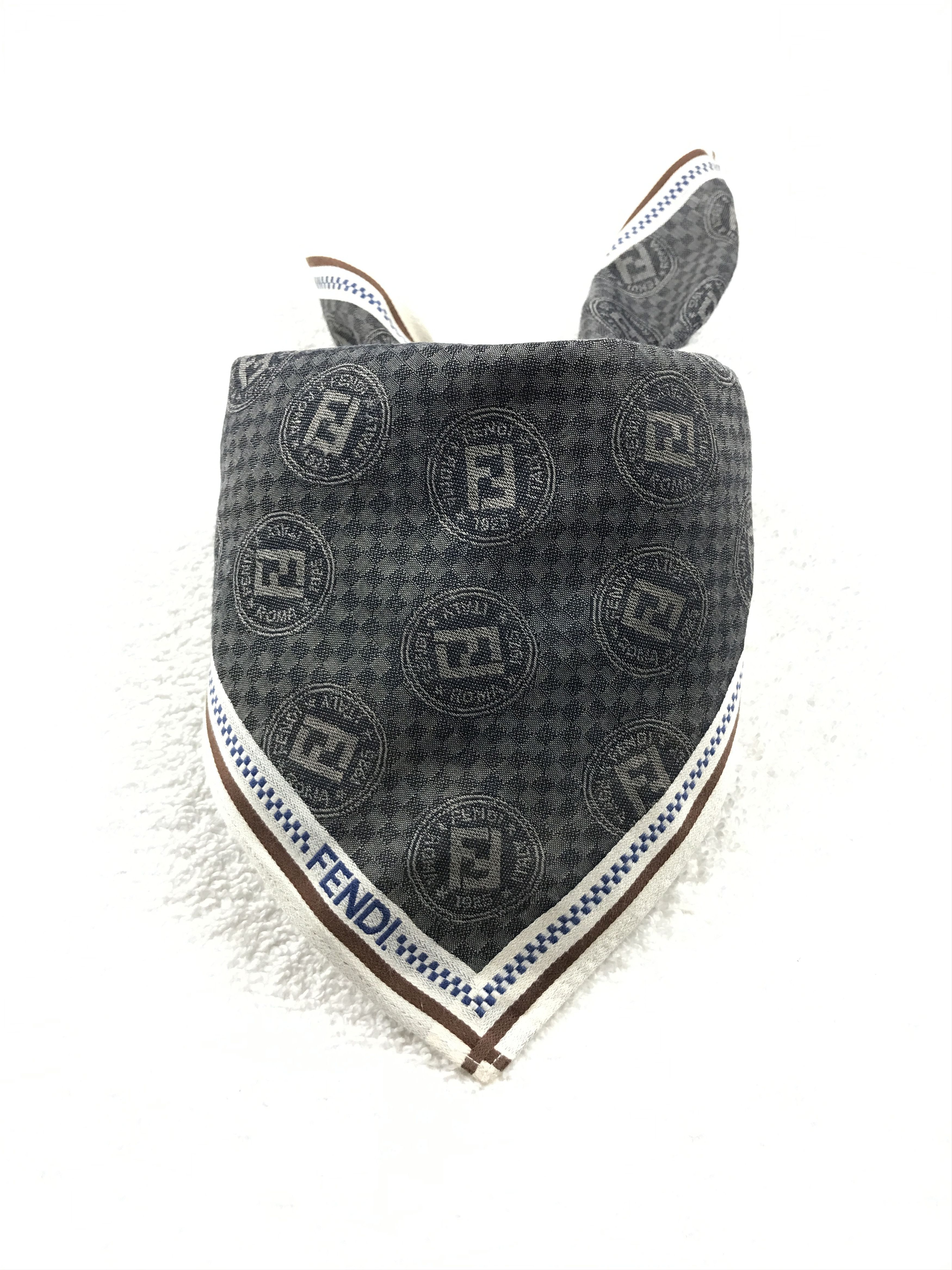 Designer × Vintage Fendi Embroidery Monogram Bandana Neckerchief Handkerchief Size ONE SIZE - 3 Thumbnail