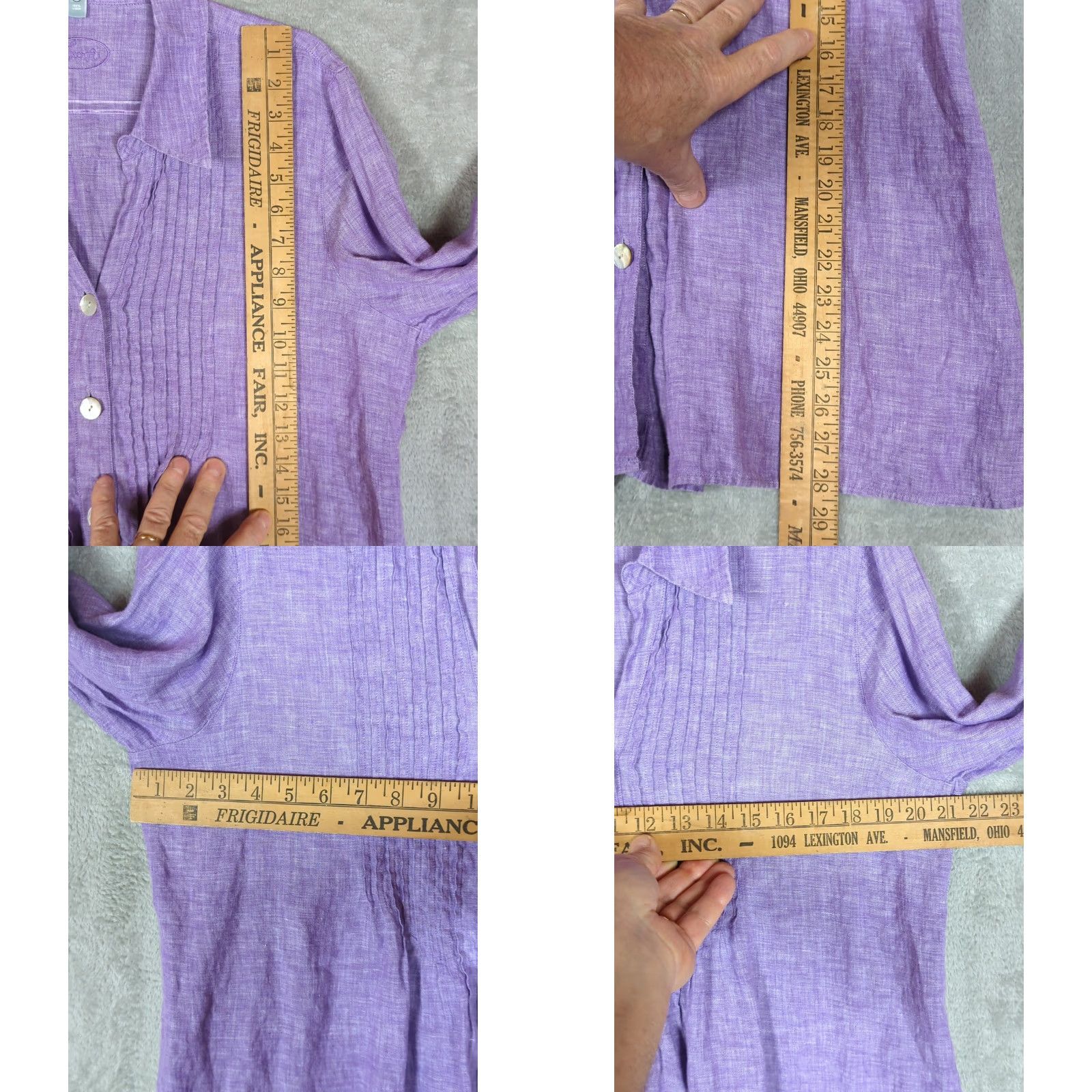 Vintage Foxcroft Linen Button Up Shirt Sz 16 Purple 3/4 Sleeve Beachy Pintuck Resort Cruise Casual Beachy Resort Size XXL / US 16-18 / IT 52-54 - 8 Thumbnail