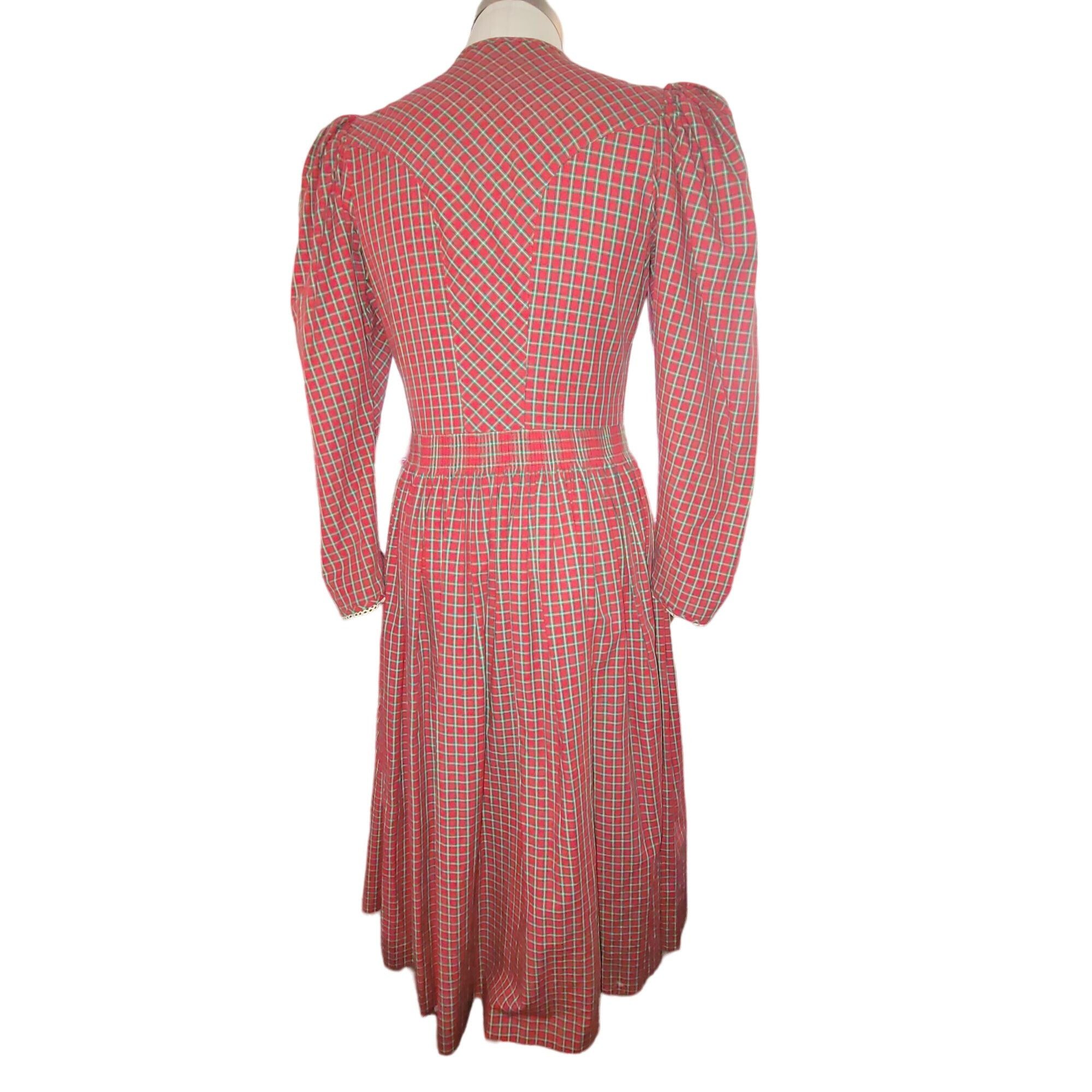 Vintage Vintage Hoefer Prarie Dress Red Green Plaid Long Sleeve Butt Size M / US 6-8 / IT 42-44 - 4 Thumbnail