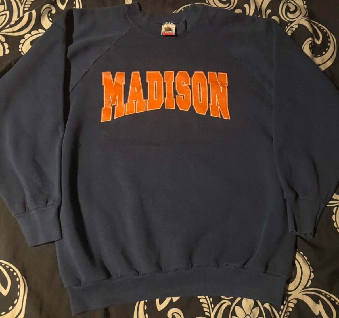 Fruit Of The Loom Vintage 90s Navy and Orange Madison University Sweater Size US M / EU 48-50 / 2 - 1 Thumbnail