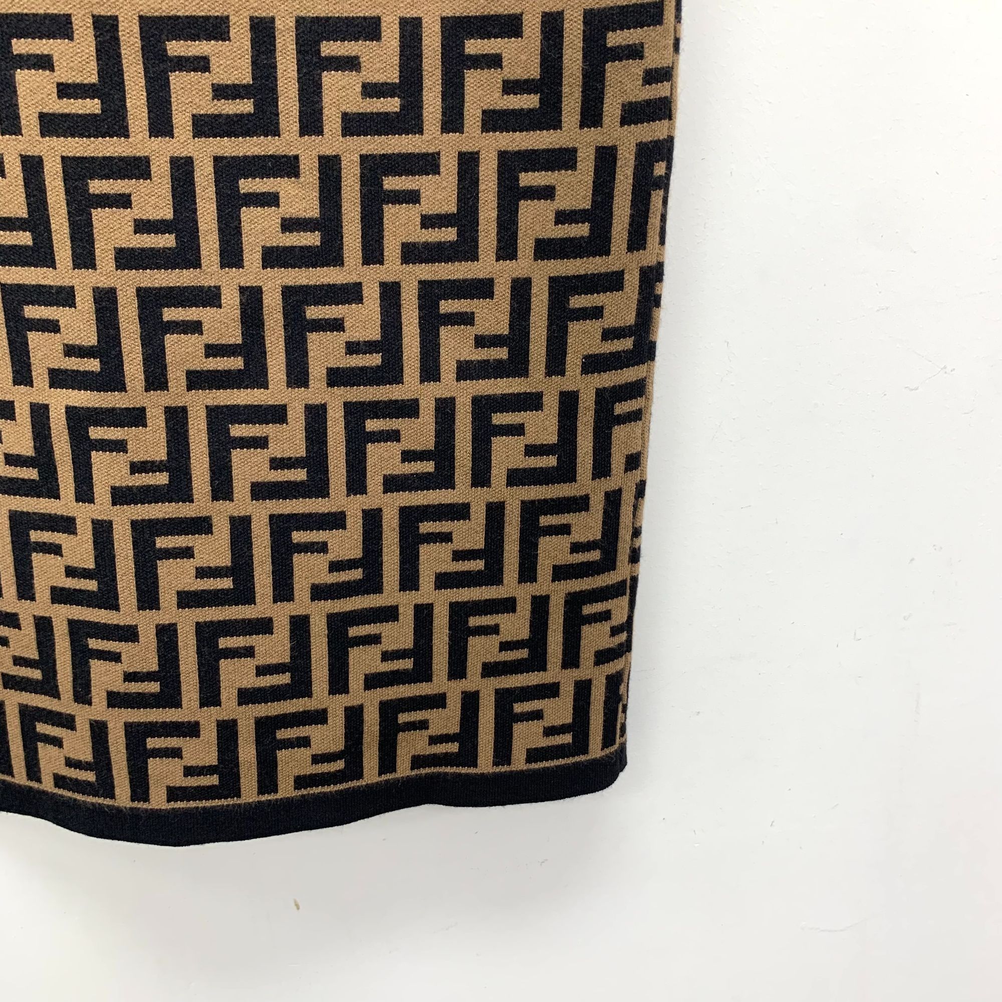 Fendi Fendi Womens Knitted Skirt Dark Brown FF Logo Pattern Viscos Size 36" / US 14 / IT 50 - 6 Thumbnail