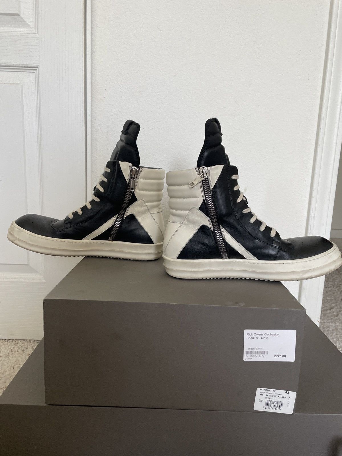 Rick Owens SS18 Dirt Geobaskets black and white Size US 8.5 / EU 41-42 - 9 Thumbnail